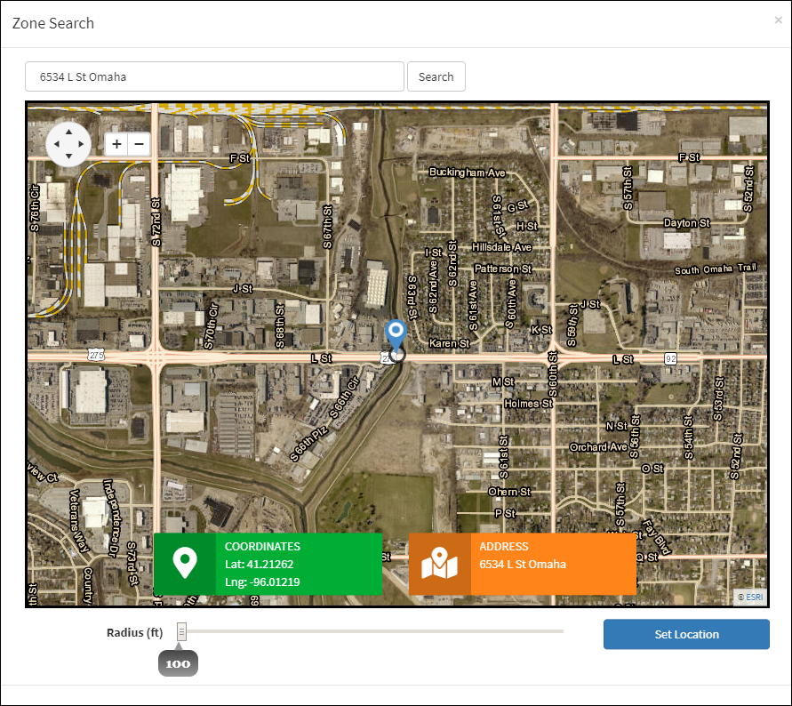 Zone Search without a Geofence