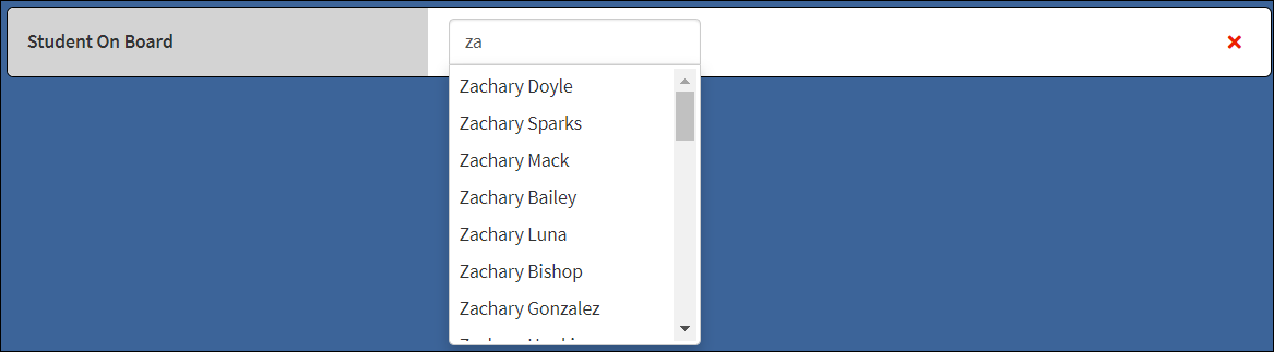 Student On Board Drop-Down 