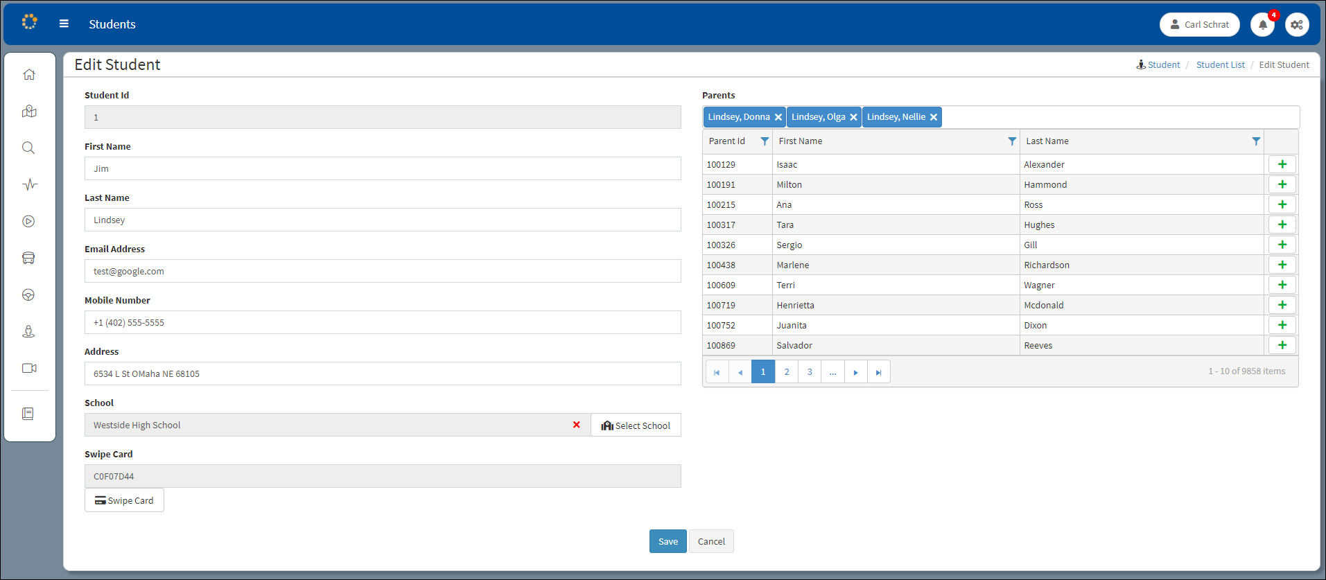 Edit Student Dialog Box
