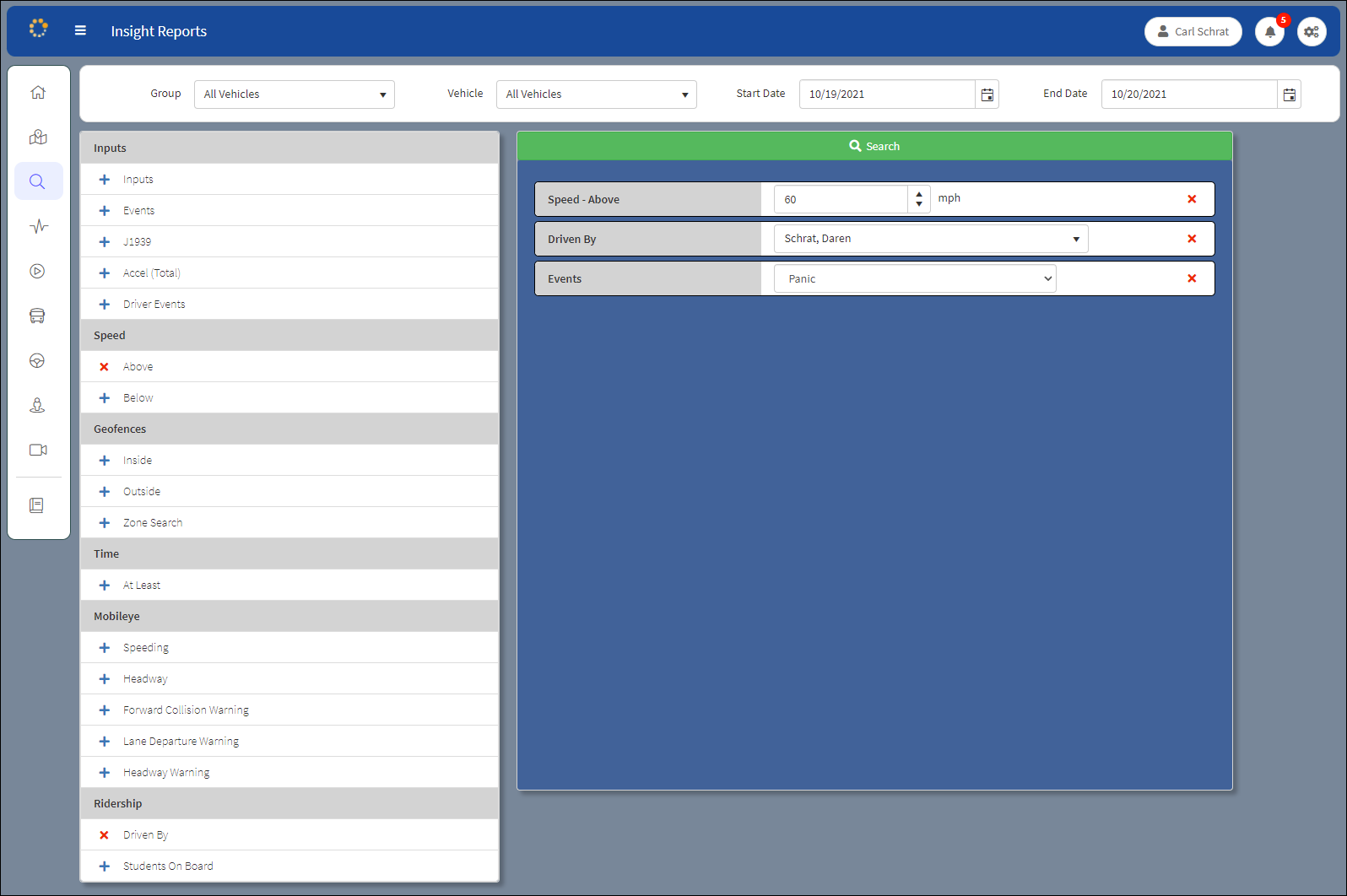 Active Insight Reports Window