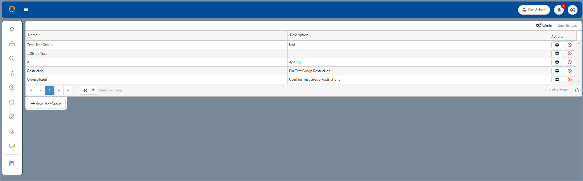 User Groups Window