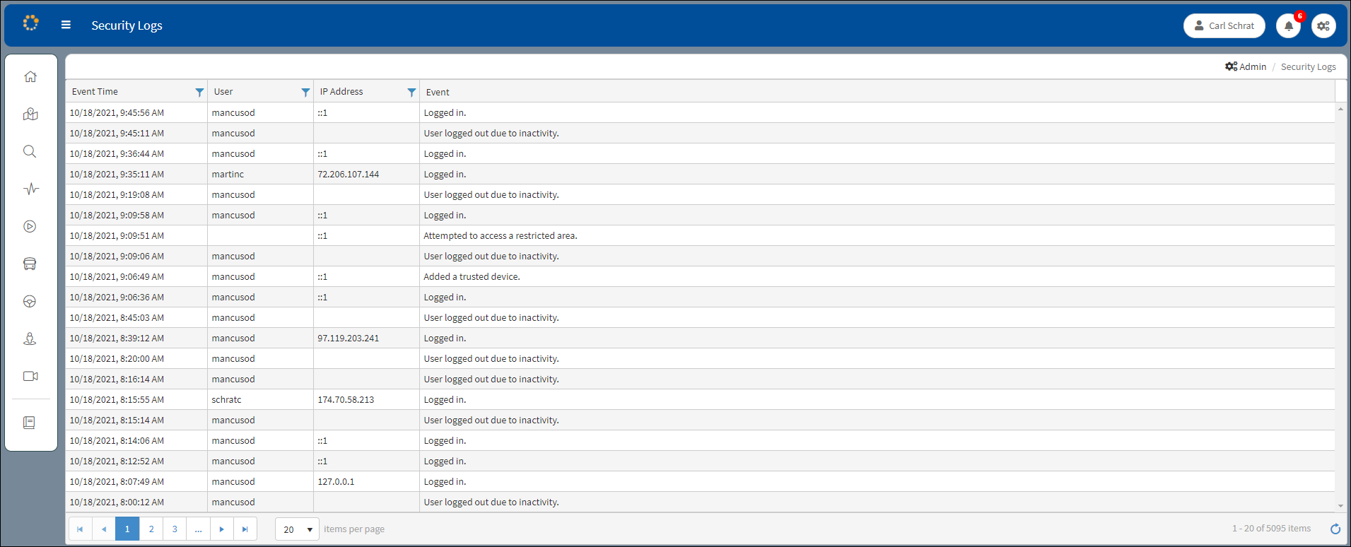 Security Logs Window