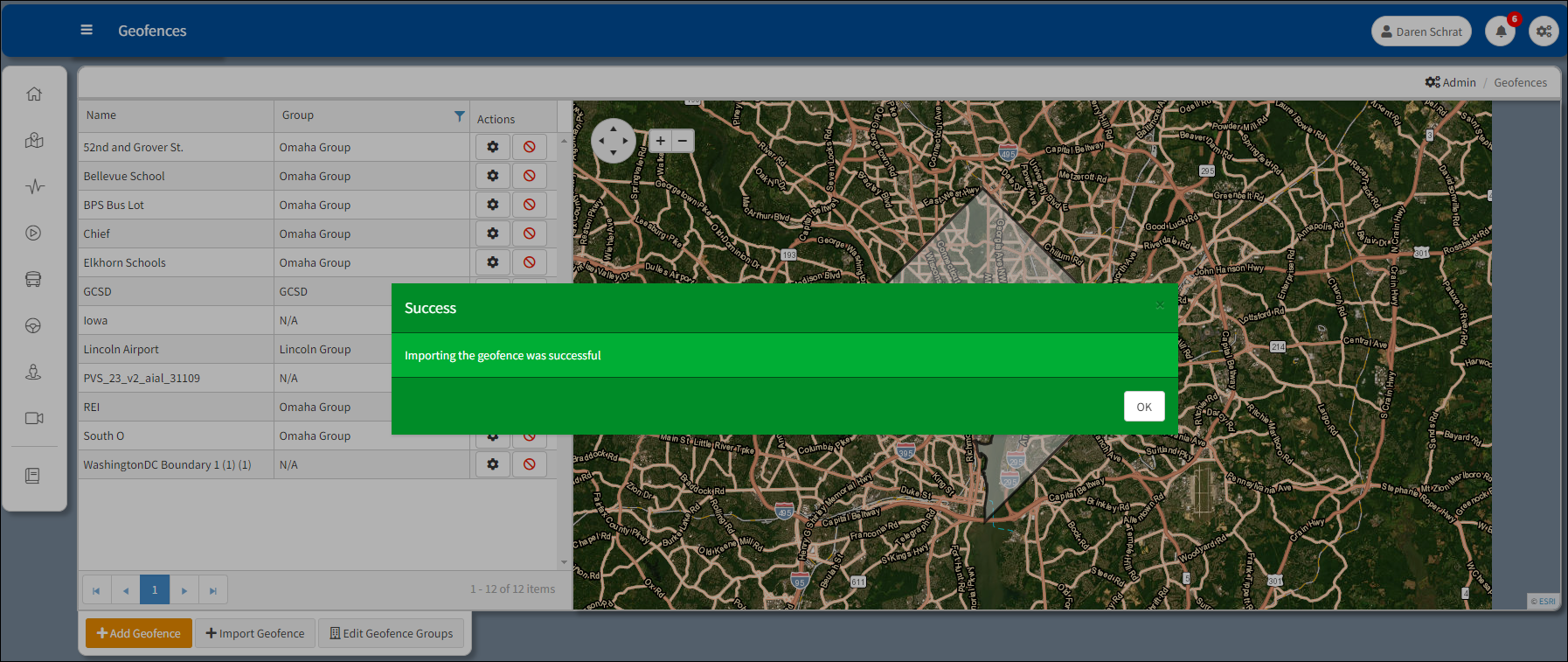 Geofence Import Successful