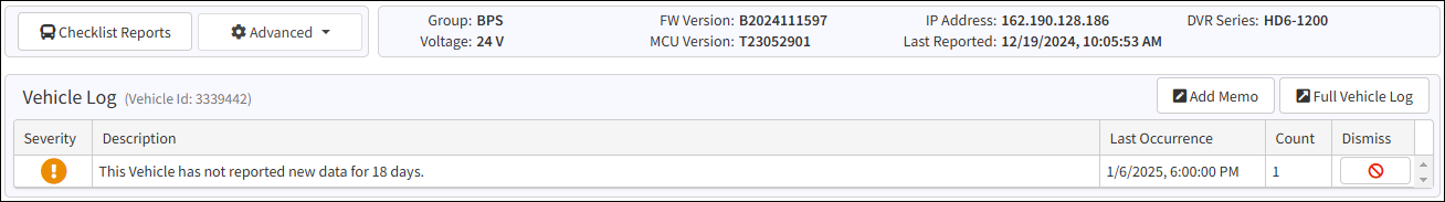 Diagnostics Vehicle Log
